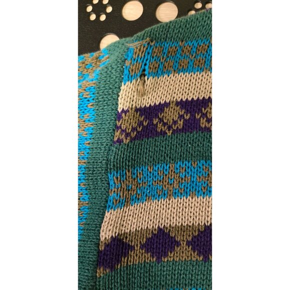 Vintage Fair Isle Grandpa Sweater 80s Benetton Ireland Striped Crewneck Sweater - Picture 5 of 8
